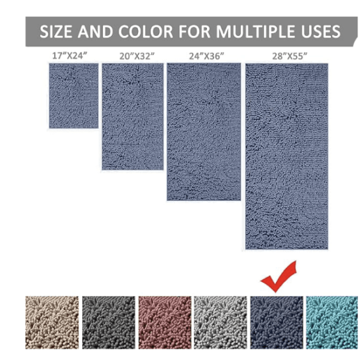Bathroom Rugs Bath Mat Chenille Bath Rug, Extra Soft and Absorbent Shaggy Bathroom Mat Rugs, Washable, Strong Underside, Plush Carpet Mats for Kids Tub, Shower, and Bath Room - Image 4
